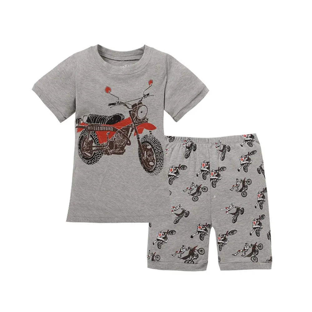 Green Crocodile Baby Boy Clothes Set Bike Children Tee Shirts Pants Suits Kids Outfit 100% Cotton Tops Panties 2 3 4 5 6 7 Years