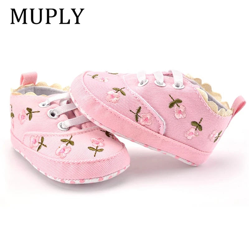 Baby Girl Shoes White Lace Floral Embroidered Soft Shoes Prewalker Walking Toddler Kids Shoes First Walker