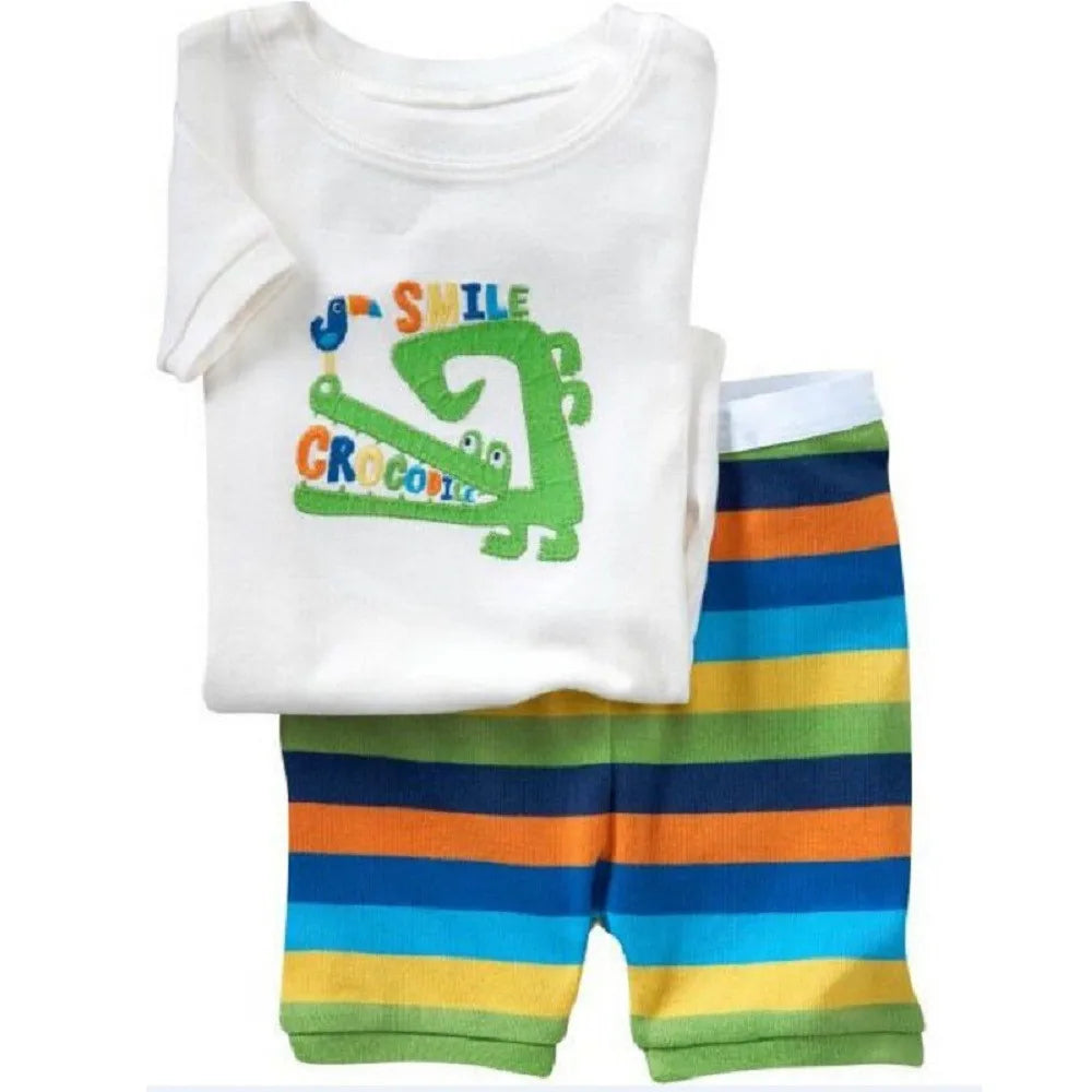 Green Crocodile Baby Boy Clothes Set Bike Children Tee Shirts Pants Suits Kids Outfit 100% Cotton Tops Panties 2 3 4 5 6 7 Years