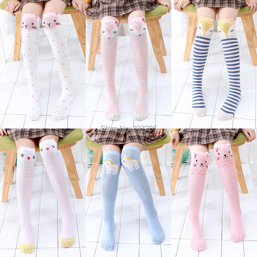 Children warmer ankle short lovely socks Cartoon Cute Kids Girl Knee High Socks infant cotton Baby Animal Over Knee Socks girls