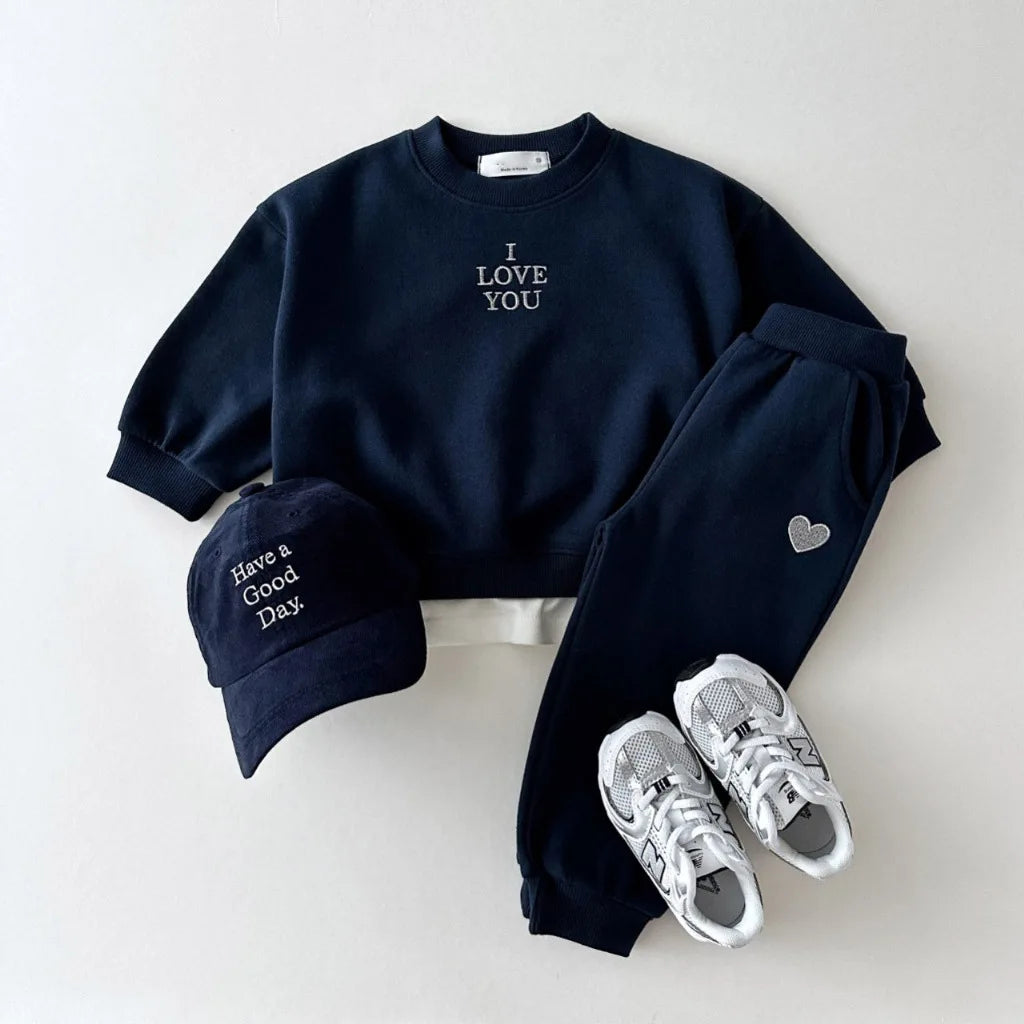 Fashion girls Toddler Baby Korea Clothing Fall Clothes Sets Baby Boys Set Kids Sports Bear Sweatshirt Pants 2Pcs 2 to 8 year