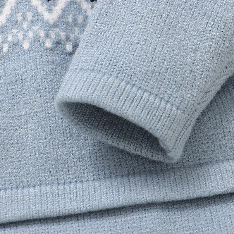 Baby Rompers Fashion Geometry Newborn Boys Jumpsuit Knitted Infant Kid Clothing 0-9M Turn-down Long Sleeve Foot Wrap Autumn Warm