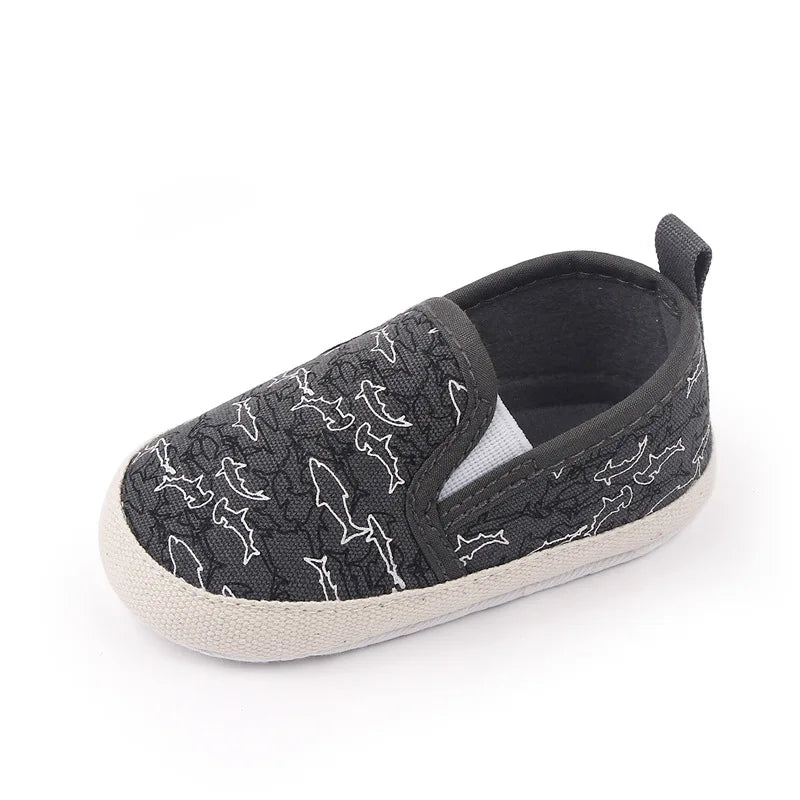 Infant Babies Boys Girls Shoes Soft Sole Canvas Solid Footwear For Newborns Toddler Crib Moccasins Letter Print Anti-Slip Shoes