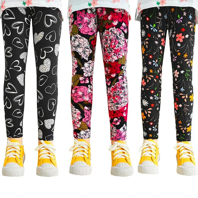Sweet Girls Leggings Girls Printing Leggings Baby Kids Trousers For Children Flower Skinny Elasticity Pencil Pants