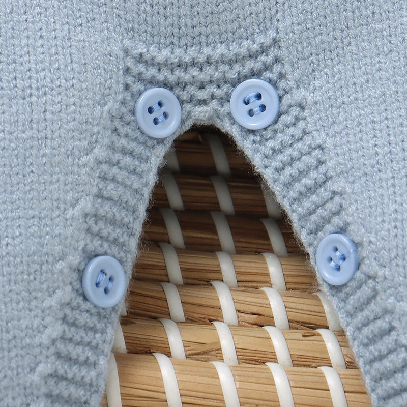 Baby Rompers Fashion Geometry Newborn Boys Jumpsuit Knitted Infant Kid Clothing 0-9M Turn-down Long Sleeve Foot Wrap Autumn Warm