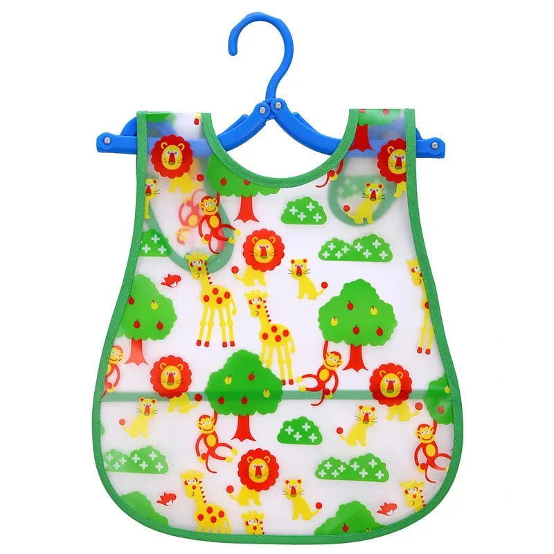 Adjustable Baby Bibs EVA Plastic Waterproof Lunch Feeding Bibs Baby Cartoon Feeding Cloth Children Baby Apron Babador De Bebe