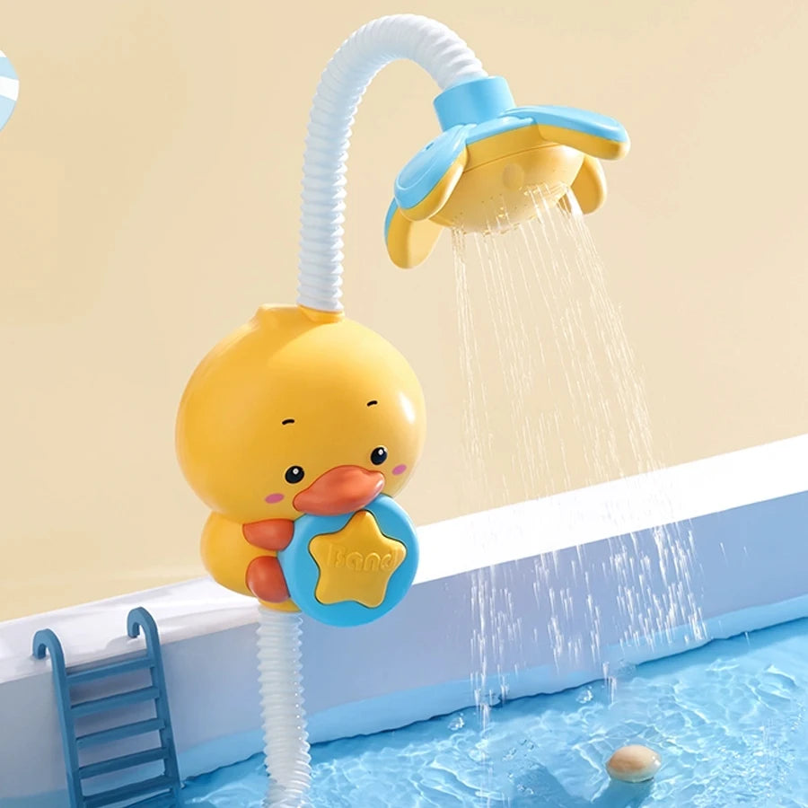 Baby shower toy with water spray, duckling flower model, rotating faucet, electric shower, water spray, swimming, baby shower to