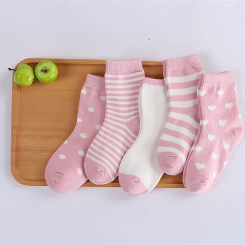 5 Pair/Lot Children Socks Cotton Boy Girl Baby Infant Cute Cartoon Soft Warm Stripe Fashion For Autumn Winter Kids Sport Socks
