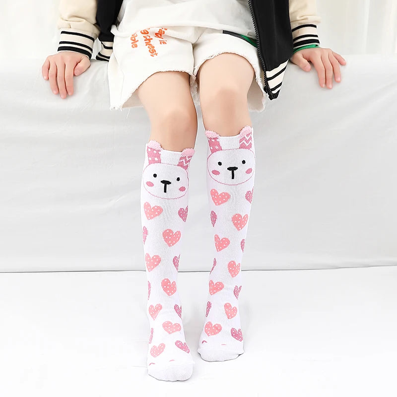 Children warmer ankle short lovely socks Cartoon Cute Kids Girl Knee High Socks infant cotton Baby Animal Over Knee Socks girls
