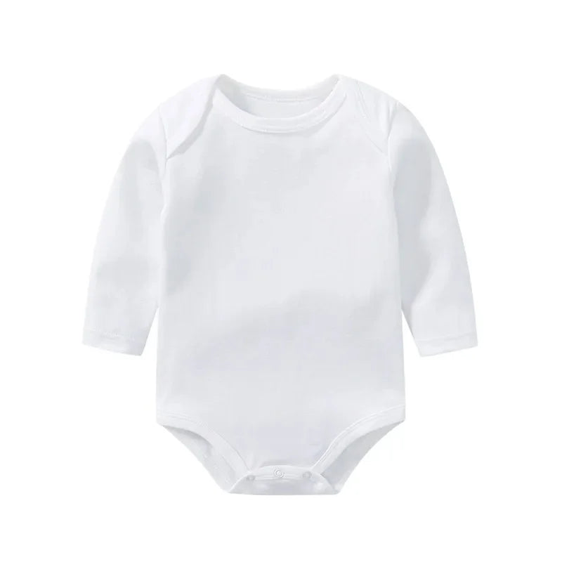Baby Clothes 100% Cotton Solid White Long Sleeve Bodysuits Newborn Baby Rompers Baby Boys Gitls Jumpsuit Infant Pajamas