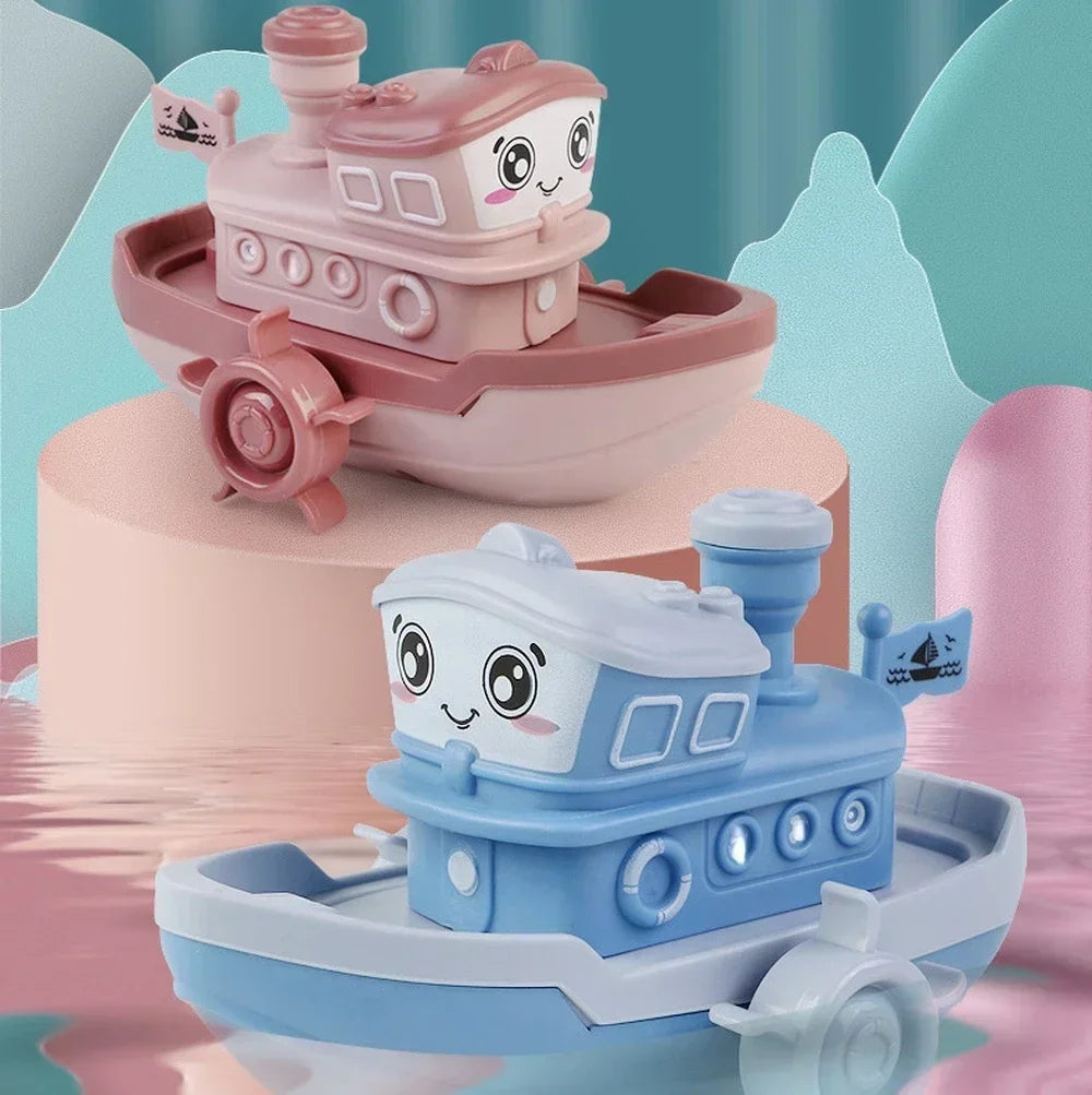 Baby Bath Toys Cute Cartoon Ship Boat Clockwork Toy Wind Up Toy Kids Water Swimming Beach Game for Children Gifts Boys Toys