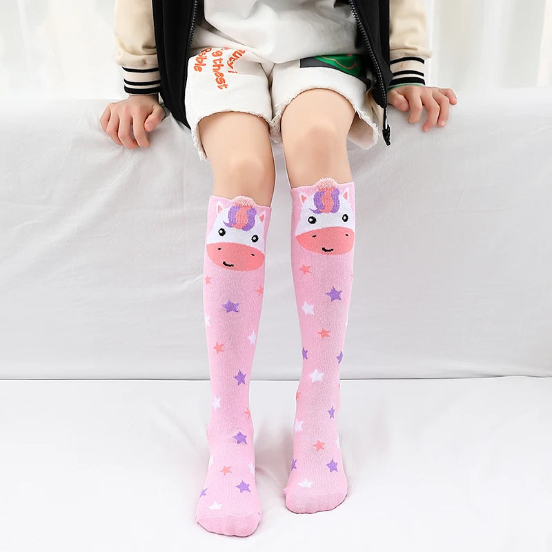 Children warmer ankle short lovely socks Cartoon Cute Kids Girl Knee High Socks infant cotton Baby Animal Over Knee Socks girls