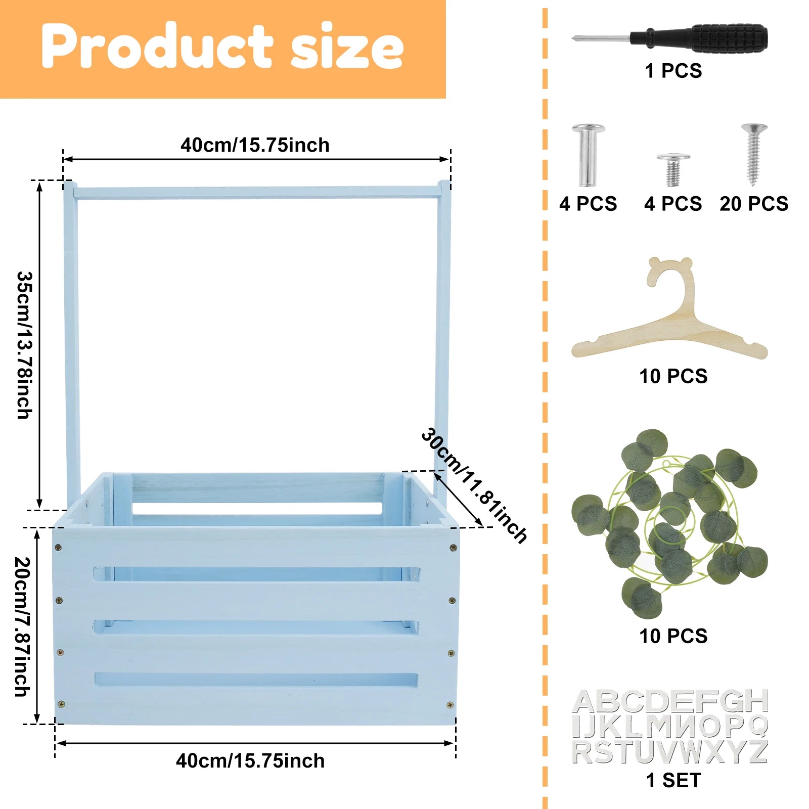 Wood Baby Shower Storage Basket Baby Toys Storage Crate with Handle Decorat Multipurpose Gift Basket for Boys Girls New Parents