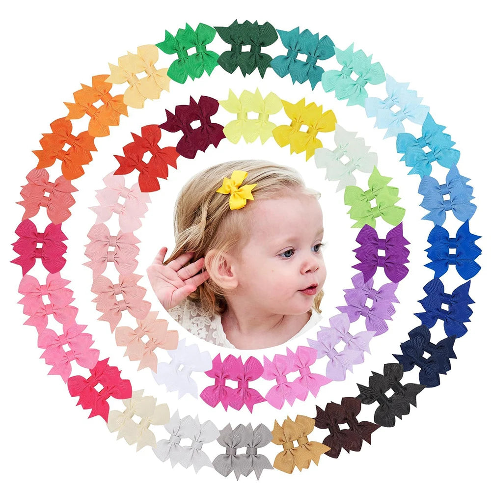 20PCS Newborn Baby Hair Clips 2.2'' Fully Lined Tiny Hair Bows Alligator Clips for Girls Infants Toddlers Photography Props