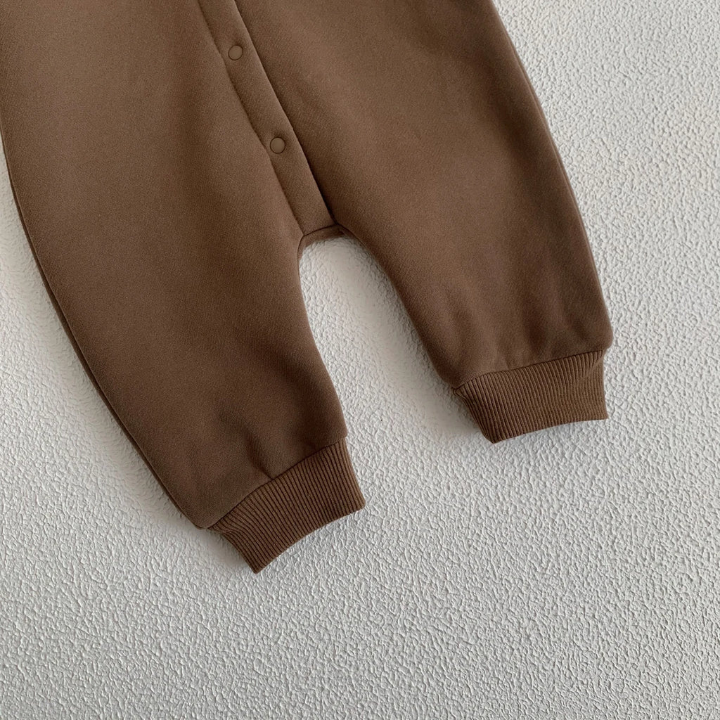 Ready Stock Newborn Baby Clothes Winter Baby Jumpsuit Bear Cute Hooded Baby Bodysuit Warm 0-2 Years Old