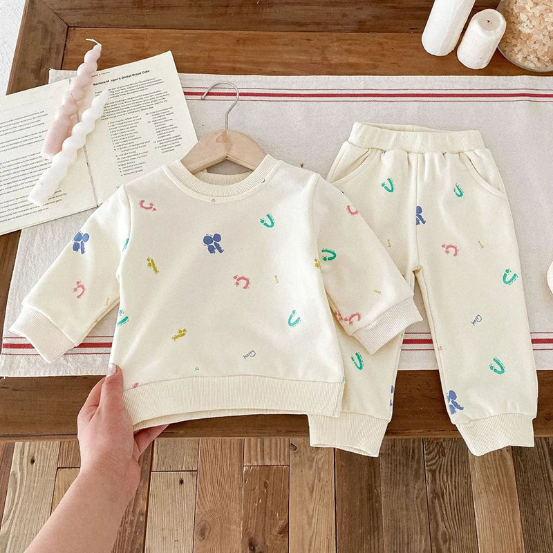 Newborn Baby Boy Girl Clothing Sets Spring Clothes 2PCS Outfits Long Sleeve Hoodie Top Sweatshirt+Elastic Pants Baby Items