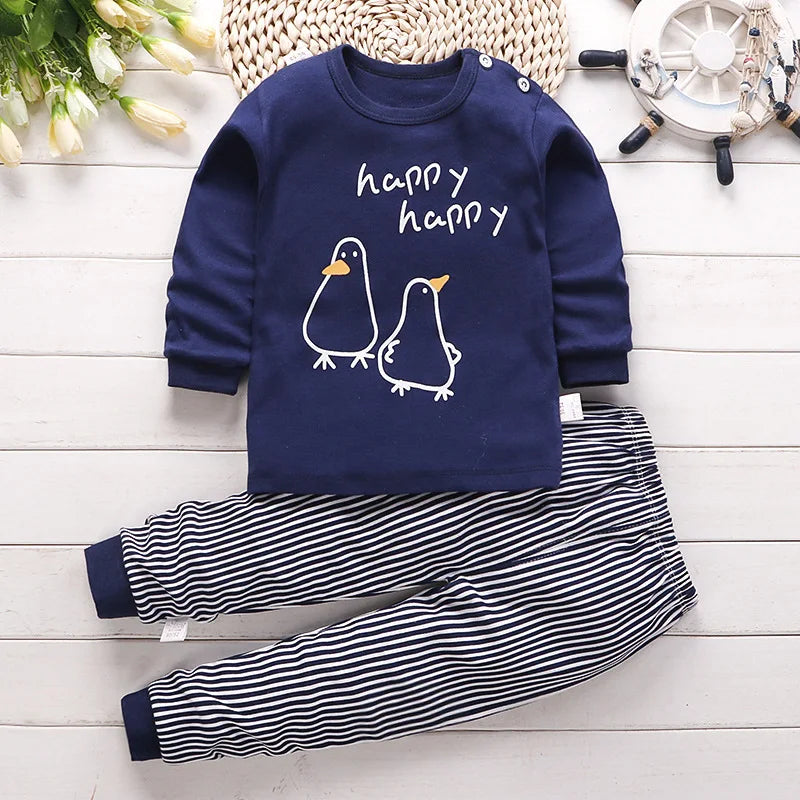 Autumn Autumn Baby Boy's Clothes girls clothes 2 to 8 years Pajamas Home Clothes Long Pants T-shirt Cartoon Underwear 2-Piece