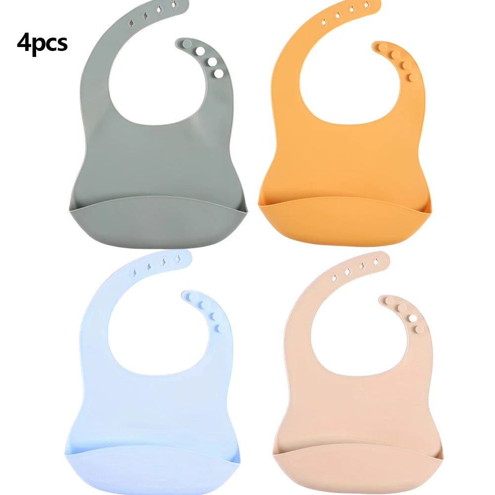Waterproof Baby Bibs Baby Supplies CHILDREN'S Bibs Girls Boys Adjustable Soft Silicone Bibs Baby Feeding Supplies