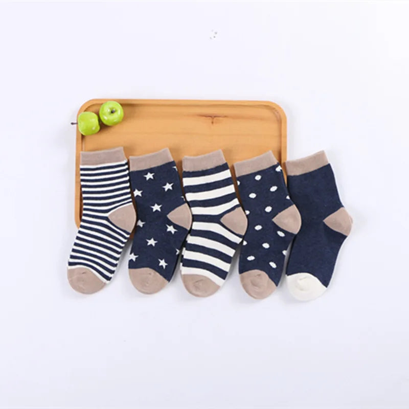 5 Pair/Lot Children Socks Cotton Boy Girl Baby Infant Cute Cartoon Soft Warm Stripe Fashion For Autumn Winter Kids Sport Socks