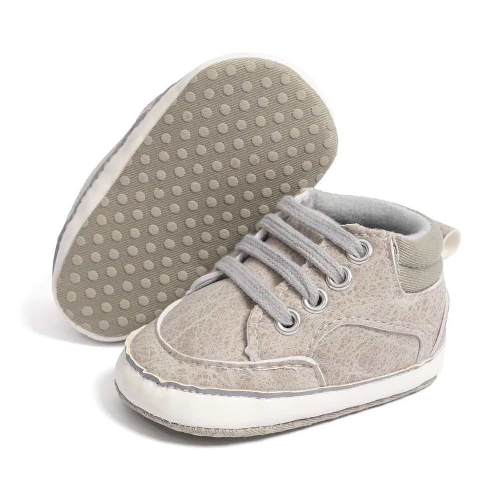 High Tops Baby Boy Casual Sneaker Fashion Versatile Sports Style Toddler Lace Up Cotton Anti-slip Sole First Walker 0-18 Months