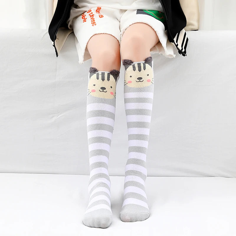 Children warmer ankle short lovely socks Cartoon Cute Kids Girl Knee High Socks infant cotton Baby Animal Over Knee Socks girls