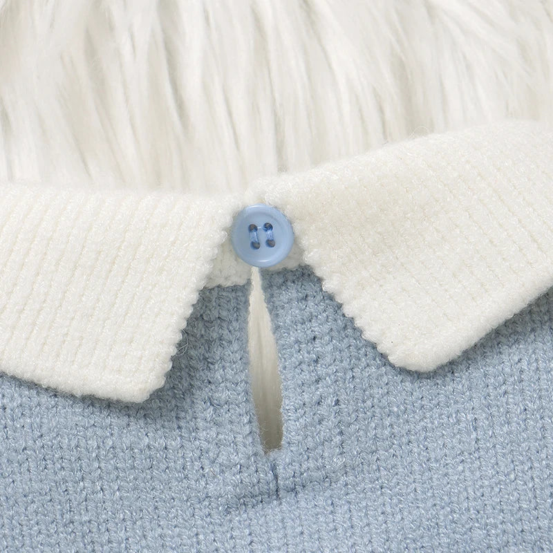 Baby Rompers Fashion Geometry Newborn Boys Jumpsuit Knitted Infant Kid Clothing 0-9M Turn-down Long Sleeve Foot Wrap Autumn Warm