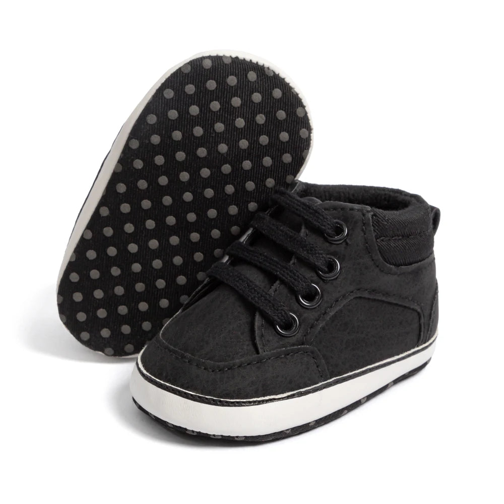 High Tops Baby Boy Casual Sneaker Fashion Versatile Sports Style Toddler Lace Up Cotton Anti-slip Sole First Walker 0-18 Months