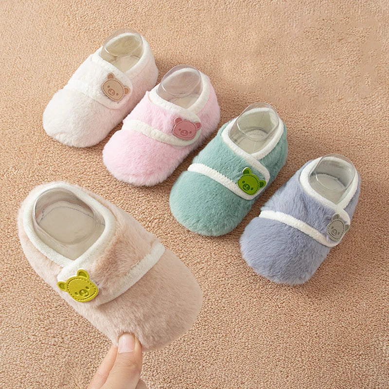 Winter Infant Plush Floor Socks Soft Bottom Anti-slip Newborn Learning Walking Shoes Bear Baby Foot Covers Home Kids Footwear