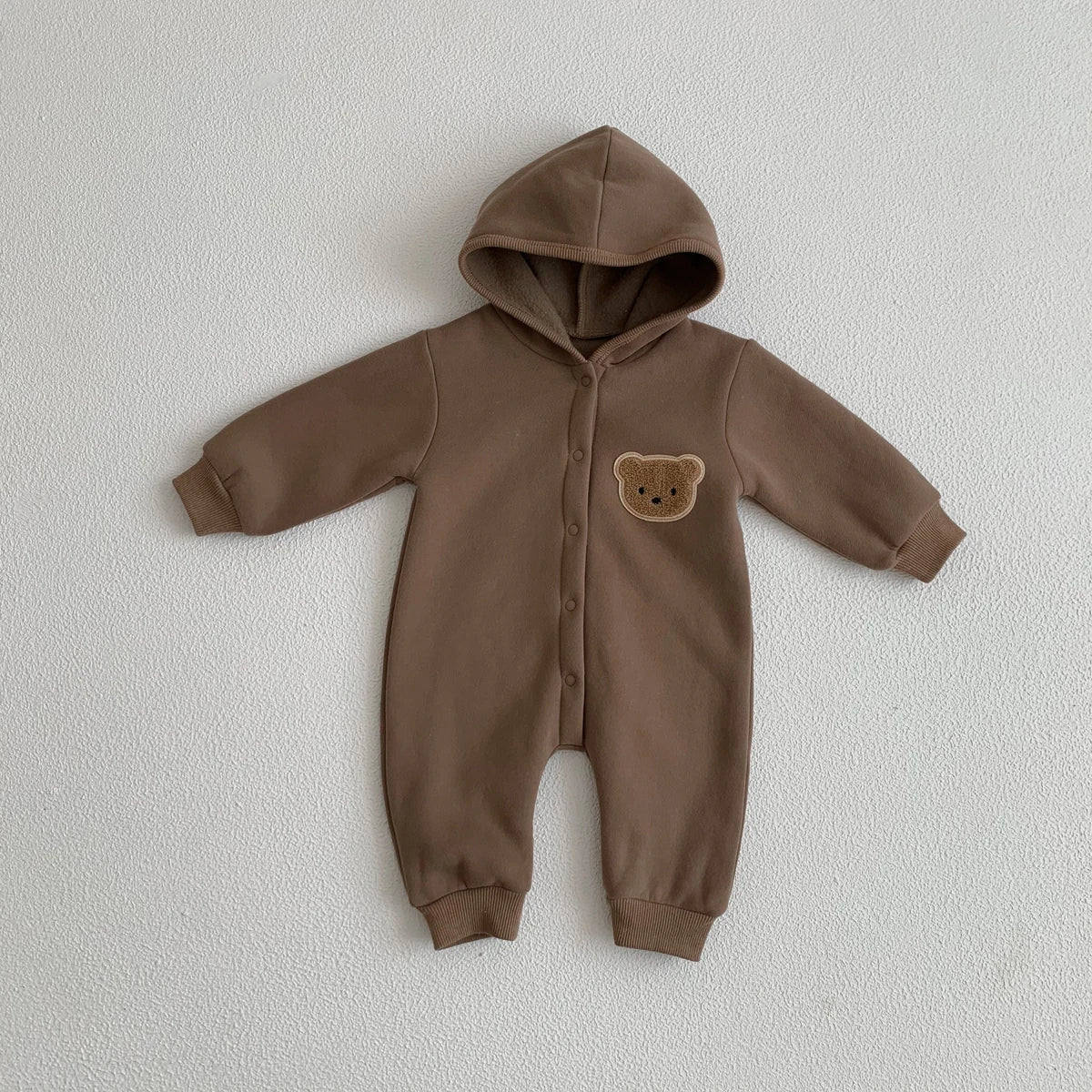 Ready Stock Newborn Baby Clothes Winter Baby Jumpsuit Bear Cute Hooded Baby Bodysuit Warm 0-2 Years Old
