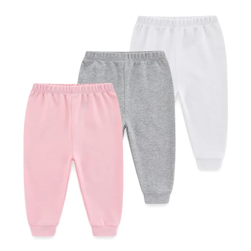Kiddiezoom 3 PCS Four Seasons Cartoon Unisex Newborn Baby Pants 100%Cotton Soft Girl Baby Boy Girl trousers