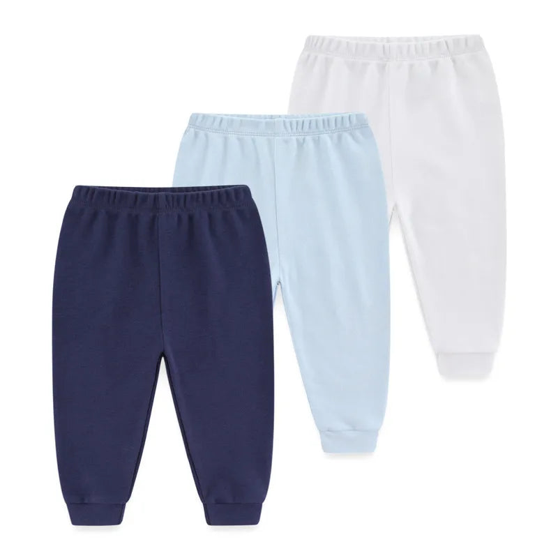 Kiddiezoom 3 PCS Four Seasons Cartoon Unisex Newborn Baby Pants 100%Cotton Soft Girl Baby Boy Girl trousers
