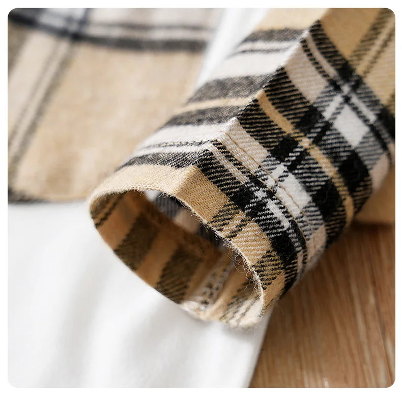 Newborn Clothes Casual Checkered Comfortable Boy And Girl Spring And Autumn Long Sleeved Baby Jumpsuit+Hat Two-Piece Set