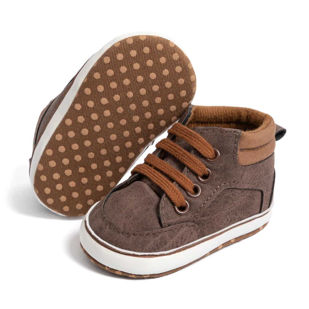 High Tops Baby Boy Casual Sneaker Fashion Versatile Sports Style Toddler Lace Up Cotton Anti-slip Sole First Walker 0-18 Months