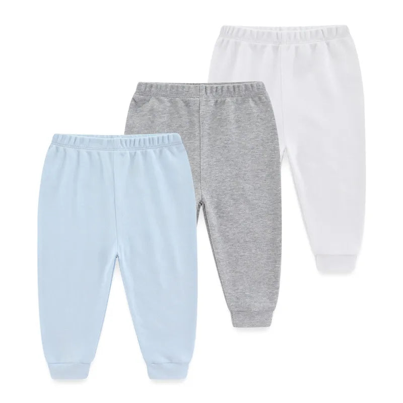 Kiddiezoom 3 PCS Four Seasons Cartoon Unisex Newborn Baby Pants 100%Cotton Soft Girl Baby Boy Girl trousers