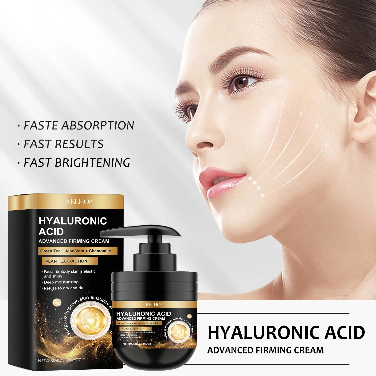 Hyaluronic Acid Face Cream Shrinking Pores Anti-Puffiness Oil Control Repair Damaged Brightening Skin Moisturizing Facial Cream