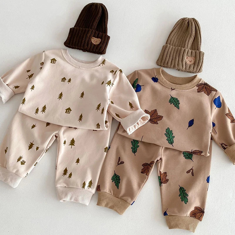 Newborn Baby Boy Girl Clothing Sets Spring Clothes 2PCS Outfits Long Sleeve Hoodie Top Sweatshirt+Elastic Pants Baby Items