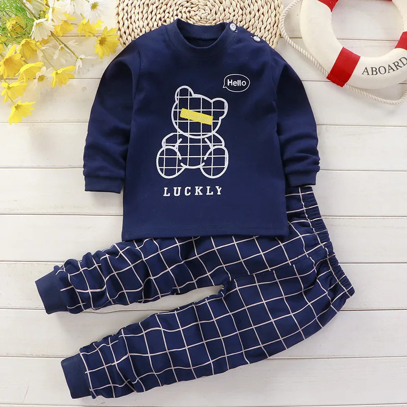 Autumn Autumn Baby Boy's Clothes girls clothes 2 to 8 years Pajamas Home Clothes Long Pants T-shirt Cartoon Underwear 2-Piece