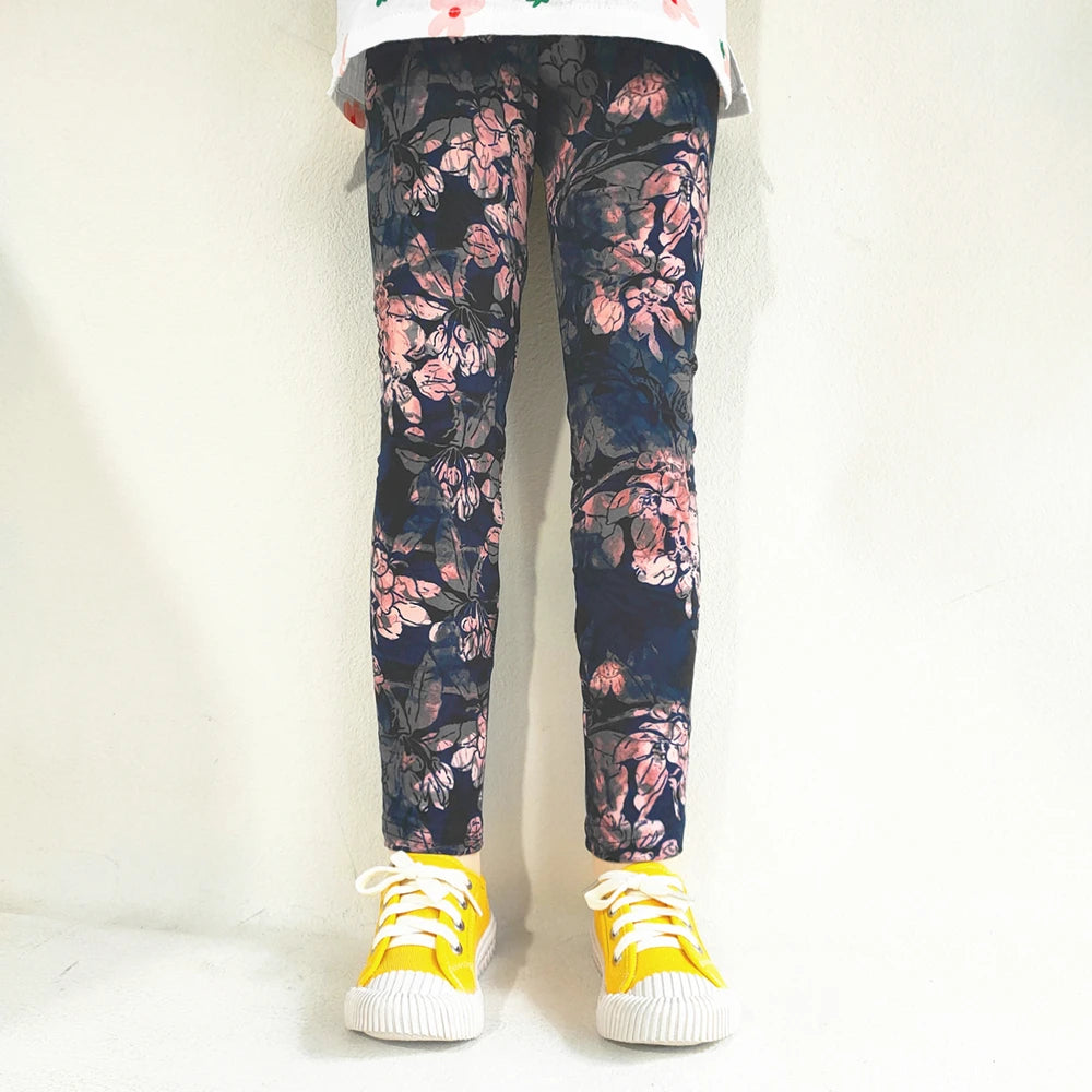 Sweet Girls Leggings Girls Printing Leggings Baby Kids Trousers For Children Flower Skinny Elasticity Pencil Pants