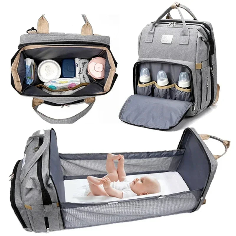 Mommy Diaper Bags Baby Bed Mother Large Capacity Nappy Milk Bottle Backpacks with Changing Mat Convenient Baby Nursing Bags