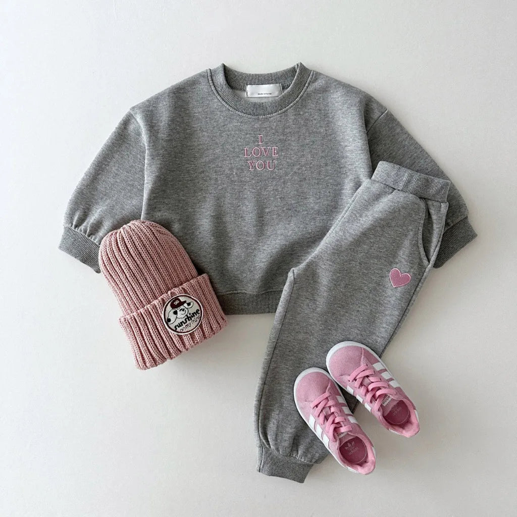Fashion girls Toddler Baby Korea Clothing Fall Clothes Sets Baby Boys Set Kids Sports Bear Sweatshirt Pants 2Pcs 2 to 8 year