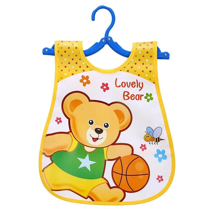 Adjustable Baby Bibs EVA Plastic Waterproof Lunch Feeding Bibs Baby Cartoon Feeding Cloth Children Baby Apron Babador De Bebe