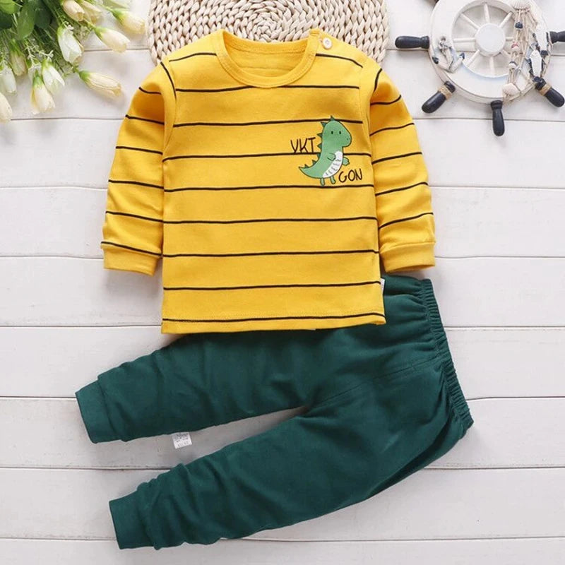 Autumn Autumn Baby Boy's Clothes girls clothes 2 to 8 years Pajamas Home Clothes Long Pants T-shirt Cartoon Underwear 2-Piece