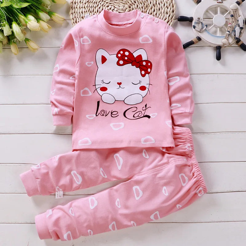 Autumn Autumn Baby Boy's Clothes girls clothes 2 to 8 years Pajamas Home Clothes Long Pants T-shirt Cartoon Underwear 2-Piece