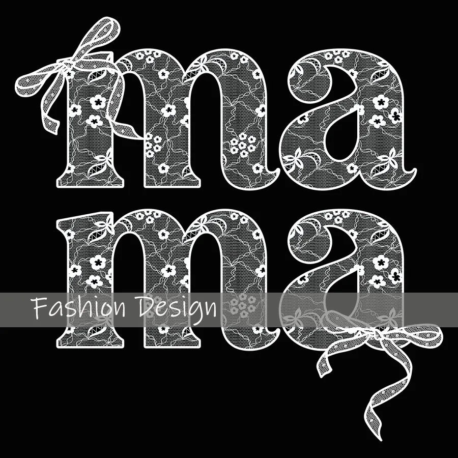 Mother's Day Lace mama Bow Mom DIY Iron-On Heat Transfer Sticker Decals T-shirts Sweatshirts Bag Clothing Fabric Handmade Decor