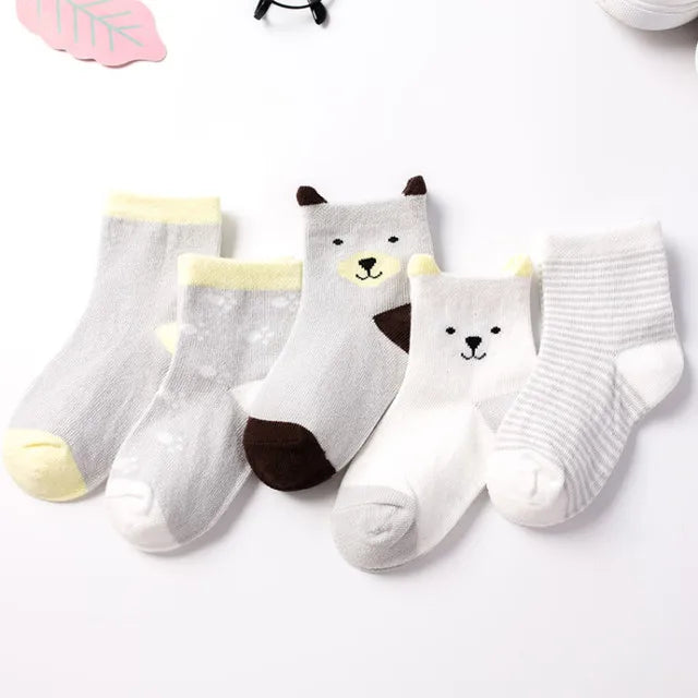 5 Pair/Lot Children Socks Cotton Boy Girl Baby Infant Cute Cartoon Soft Warm Stripe Fashion For Autumn Winter Kids Sport Socks