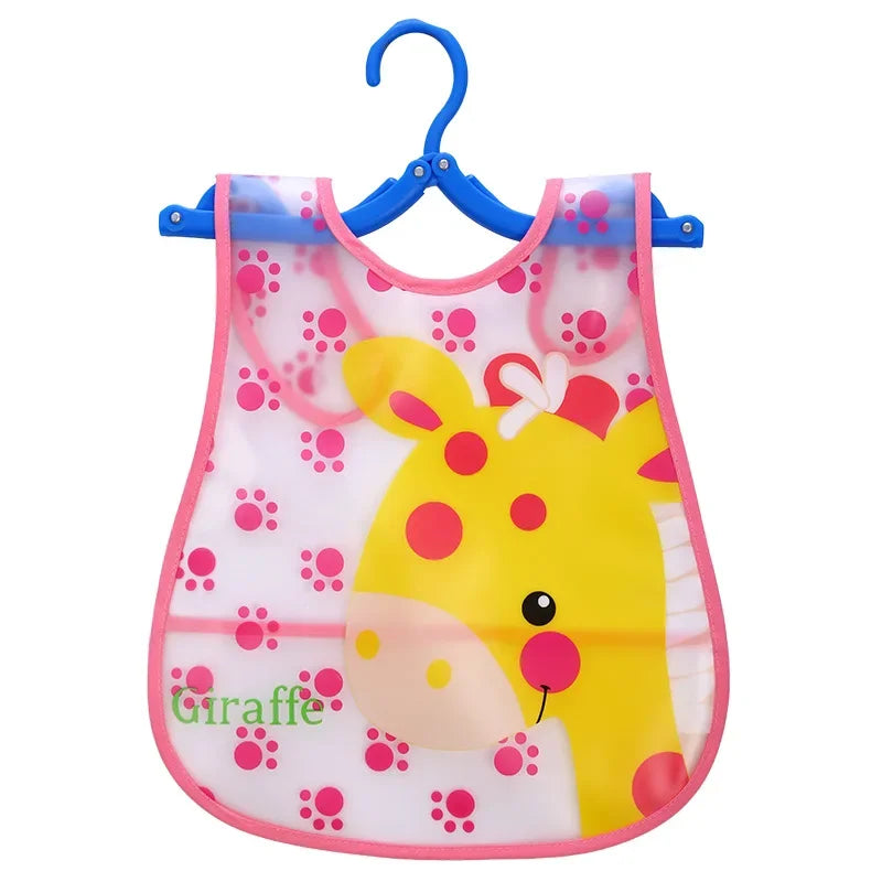 Adjustable Baby Bibs EVA Plastic Waterproof Lunch Feeding Bibs Baby Cartoon Feeding Cloth Children Baby Apron Babador De Bebe