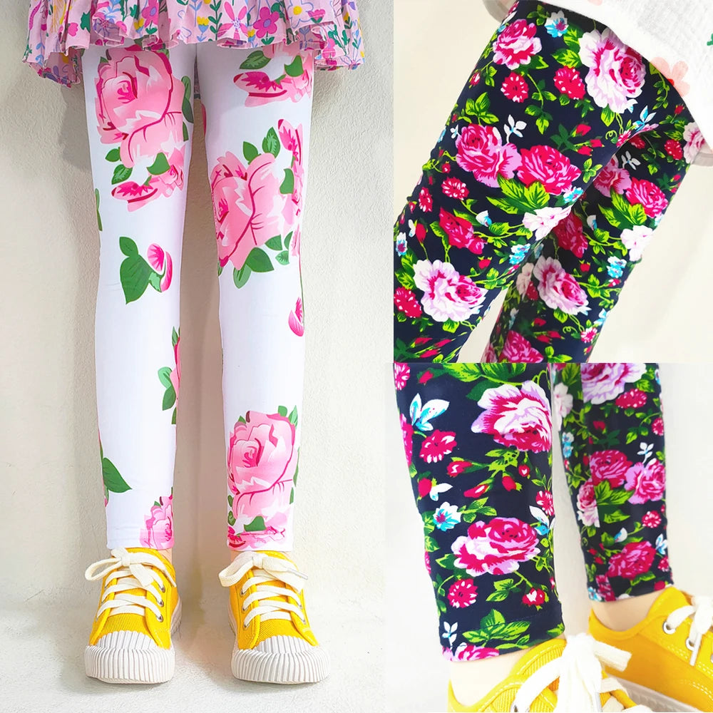 Sweet Girls Leggings Girls Printing Leggings Baby Kids Trousers For Children Flower Skinny Elasticity Pencil Pants
