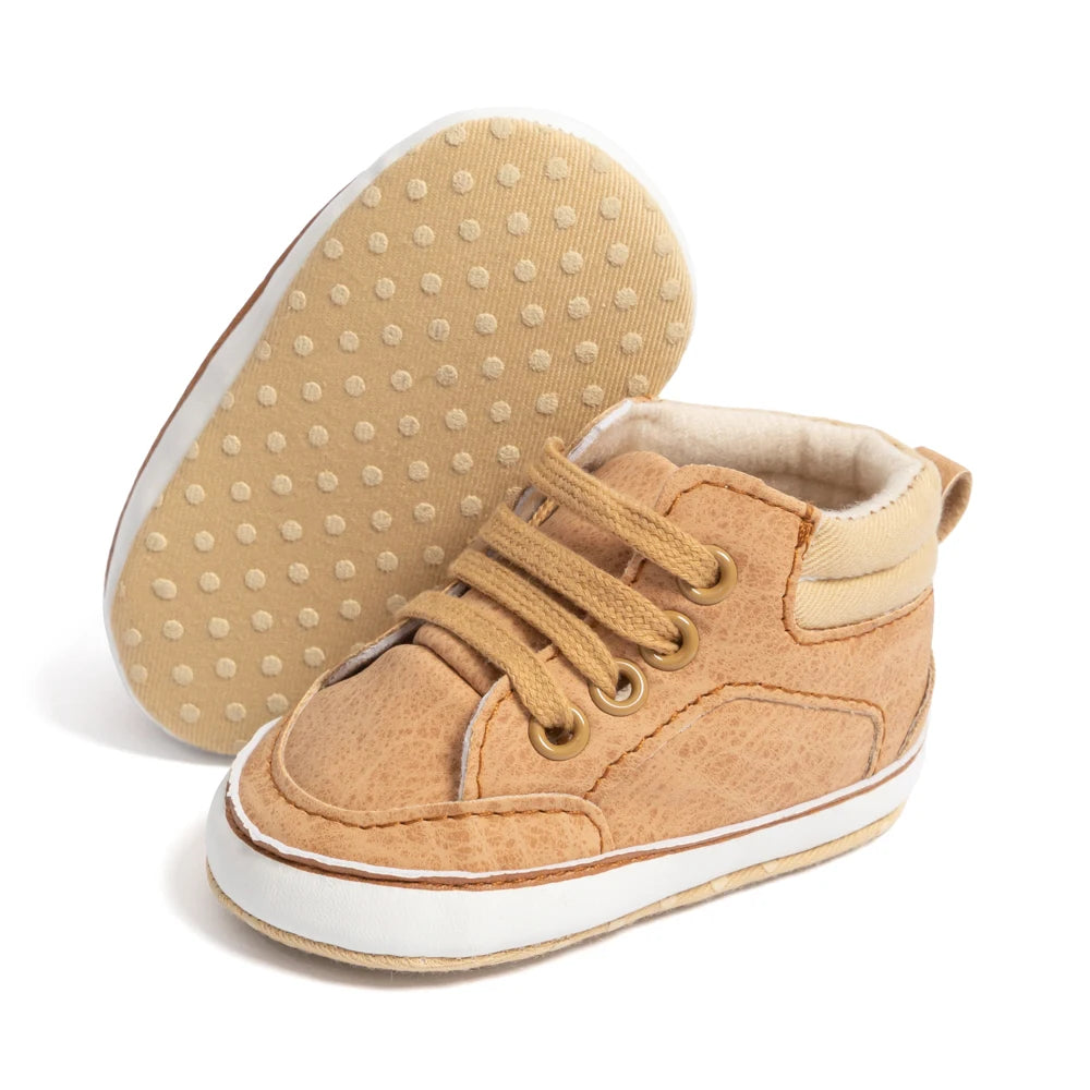 High Tops Baby Boy Casual Sneaker Fashion Versatile Sports Style Toddler Lace Up Cotton Anti-slip Sole First Walker 0-18 Months