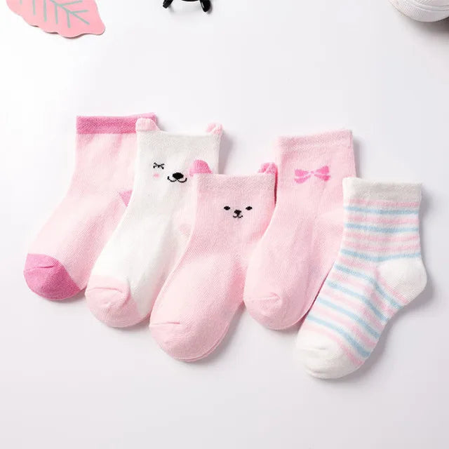 5 Pair/Lot Children Socks Cotton Boy Girl Baby Infant Cute Cartoon Soft Warm Stripe Fashion For Autumn Winter Kids Sport Socks