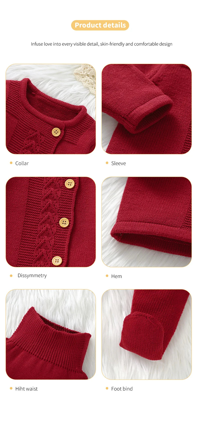 Baby Clothes Set Knit Newborn Girl Boy Long Sleeve Pullover Pants 2PC Fashion Solid Warm Infant Sweater Trousers Leggings Autumn